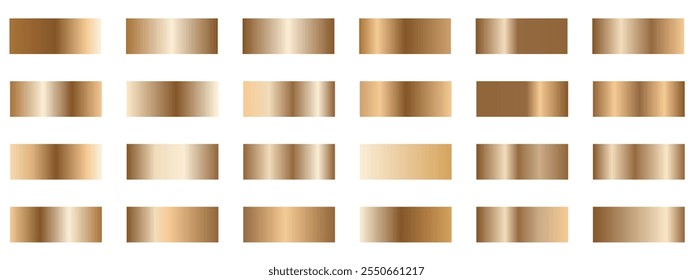 Definir amostra de luxo folha de ouro textura Gradiente. Coleção Gradiente Dourado exemplo isolado fundo branco. Design de modelo de vetor para borda, faixa de opções de quadro 