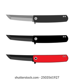 Set samurai knifes illustration. Tourist camping knife ,knife camping set cartoon. equipment camp, tent outdoor, hiking summer knife camping sign. isolated symbol vector illustration.