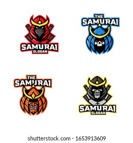 Set von Samurai Ninja Logo Symbol Design Vektorillustration