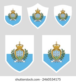 Set of San Marino Flag in Shield Shape