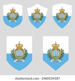 Set of San Marino Flag in Shield Shape