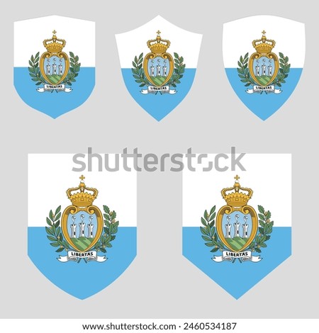 Set of San Marino Flag in Shield Shape