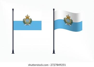 Conjunto de bandeiras de São Marinho isoladas para a celebração do Dia da Independência