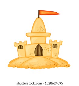Set of sand castles of different shapes. Summer cartoon collection in vector