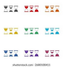 Set of sand clock icon isolated on white background. Set icons colorful