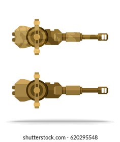 set of sand color flat airship weapon