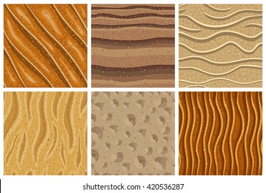 Set of sand seamless pattern. Illustration texture