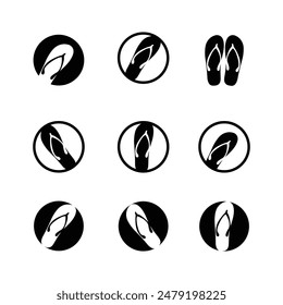 set of sandal logo vector