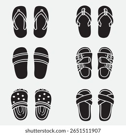 set of sandals good for icon, symbol, logo, element design, silhouette design, etc