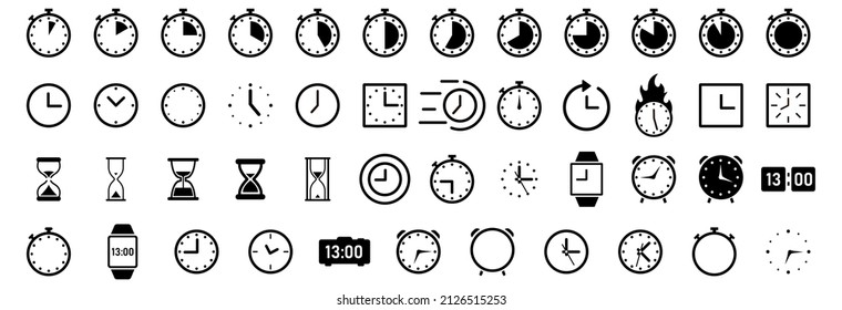 Set sandglass timer and clock icon. Vector illustration