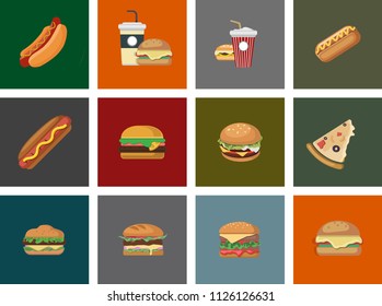 Set of sandwiches. burger, traditional food . Vector clip art illustration set