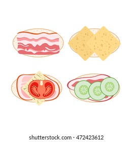 Set of sandwiches icons in flat style isolated on white background. Vector illustration.