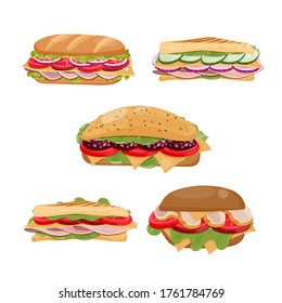 Set with sandwiches. Vector illustration