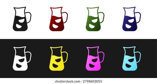 Set Sangria icon isolated on black and white background. Traditional spanish drink.  Vector
