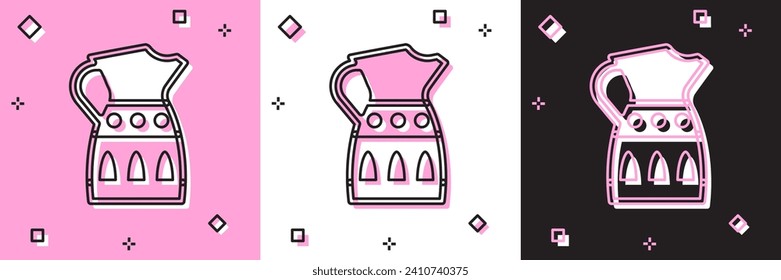 Set Sangria pitcher icon isolated on pink and white, black background. Traditional spanish drink.  Vector