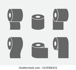 Set of sanitary toilet paper icons. Vector bathroom illustration. Hygiene clean symbol for wc.