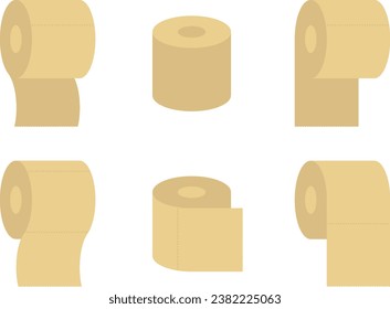 Set of sanitary toilet paper icons. Vector bathroom illustration. Hygiene clean symbol for wc.