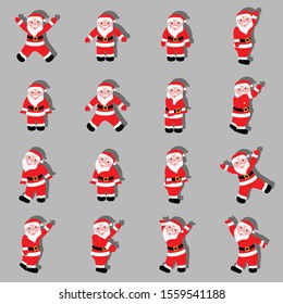 Set von Santa 16 Action Konzept . Verwendung für kreatives Ideendesign für Vorlage. Flache Vektorillustration-Illustration für Ihr Projekt.