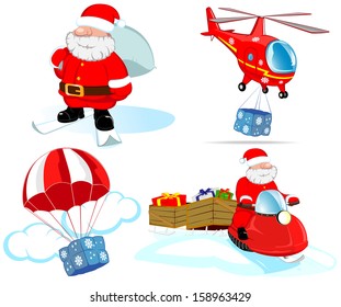 set of Santa characters. vector illustration