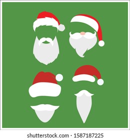 Set of Santa Claus and Beard. Vector illustration.