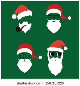 Set of Santa Claus and Beard. Vector illustration.