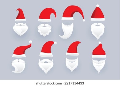 set of santa claus cap and beard ornaments in different design 