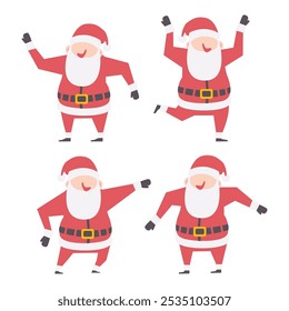 Set of santa claus with christmas costume . Cartoon character . Flat design . Vector .