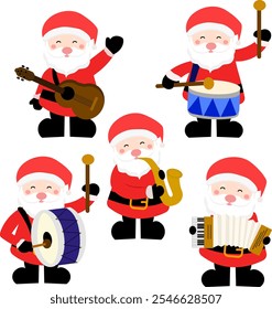 Conjunto de Santa Claus y Navidad, Dibujado a mano plana colección de personajes de Santa Claus, perfecto para pegatina, Clipart, mascota