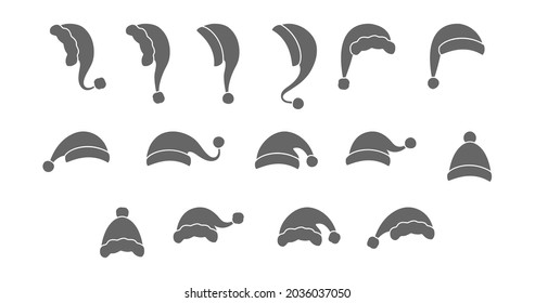 A set of Santa Claus Christmas hats. Flat style
