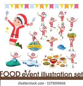 set of Santa Claus costume boy on food events.There are actions that have a fork and a spoon and are having fun.It's vector art so it's easy to edit.
