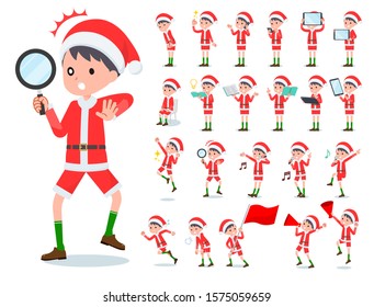 set of Santa Claus costume boy with digital equipment such as smartphones.There are actions that express emotions.It's vector art so it's easy to edit.
