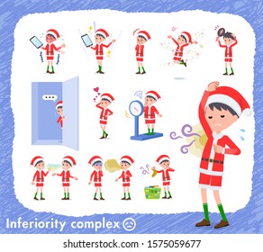 set of Santa Claus costume boy on inferiority complex.There are actions suffering from smell and appearance.It's vector art so it's easy to edit.
