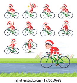 set of Santa Claus costume boy on a road bike.There is an action that is enjoying.It's vector art so it's easy to edit.
