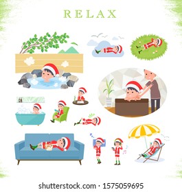 set of Santa Claus costume boy about relaxing.There are actions such as vacation and stress relief.It's vector art so it's easy to edit.
