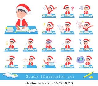set of Santa Claus costume boy on study.There are various emotions and actions.It's vector art so it's easy to edit.
