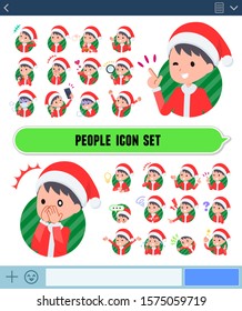 set of Santa Claus costume boy with expresses various emotions on the SNS screen.There are variations of emotions such as joy and sadness.It's vector art so it's easy to edit.
