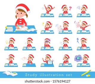 set of Santa Claus costume girl
 on study.There are various emotions and actions.It's vector art so it's easy to edit.
