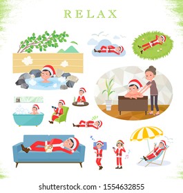 A set of Santa Claus costume men about relaxing.There are actions such as vacation and stress relief.It's vector art so it's easy to edit.
