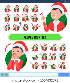 A set of Santa Claus costume men with expresses various emotions on the SNS screen.There are variations of emotions such as joy and sadness.It's vector art so it's easy to edit.
