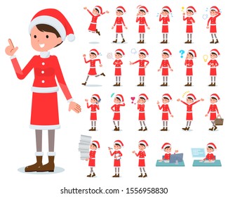 A set of Santa Claus costume women with who express various emotions.There are actions related to workplaces and personal computers.It's vector art so it's easy to edit.
