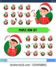A set of Santa Claus costume women with expresses various emotions on the SNS screen.There are variations of emotions such as joy and sadness.It's vector art so it's easy to edit.
