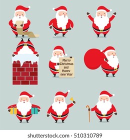 Conjunto de Santa Claus. Personajes de dibujos animados de Año Nuevo.