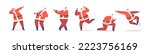 Set Santa Claus Dancing, Funny Christmas Characters Making Dab Move, Dance Break and Hip Hop Style Dance, Young Teenage Culture, Holiday Greeting, DJ Club Party. Cartoon People Vector Illustration