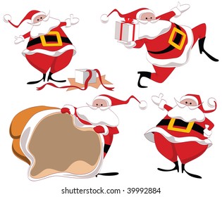 Set of Santa Claus for design and registration by New Year and Christmas