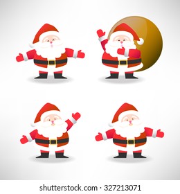 set of Santa Claus in different action vector illustration for Christmas celebration