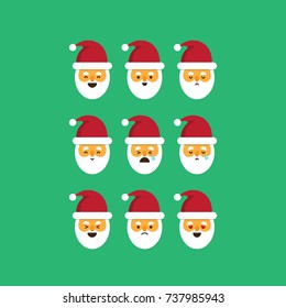 Set of santa claus emoticon reactions, flat design.