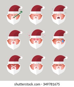 Set of santa claus emoticons. Set of Emoji. vector illustration.