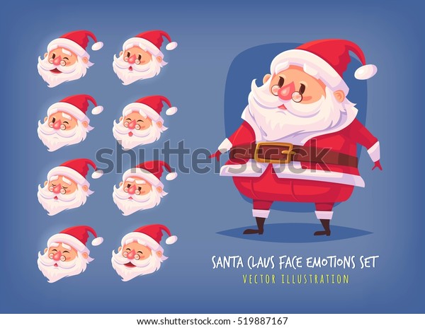 Set Santa Claus Face Emotions Icons Stock Vector (Royalty Free ...