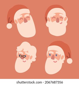 set of santa claus faces