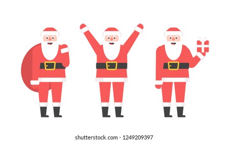 Set of Santa Claus. flat style. isolated on white background